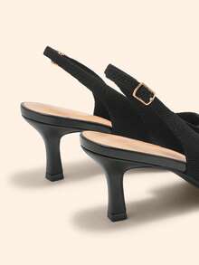 CUCCOO BASICS Women's Pointed Toe Buckle Design Fashionable High Heels, Versatile For Daily Wear - Black - View 9