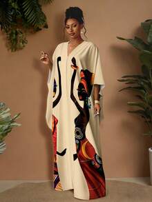 Maweii 这款女士梭织连衣裙采用印花图案设计，适合毕业典礼、返校派对、约会和日常穿着等多种场合。风格多样，包括时尚、优雅、休闲、性感和街头风。适合秋季、冬季、春季、夏季以及春秋、秋冬季节穿着。短袖连衣裙，休闲连衣裙，派对连衣裙。 - 彩色 - 查看 4