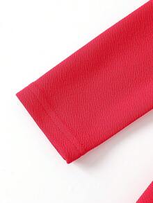 Váy chữ A tay bồng cổ tròn đính hạt màu đỏ cho bé gái, thích hợp cho dịp năm mới, tiệc tùng, mùa thu/xuân/đông, giáng sinh - Đỏ - Xem 8