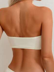 Swim Basics 2pcs/Set Women's Solid Color Sexy Bandeau Bikini Set, Spring/Summer - Multicolor - View 7