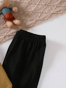 SHEIN Sparklyn Tween Girls Casual All-Match Versatile Cartoon Capybara Embroidered Hooded Loose Fleece Sweatshirt + Leggings Autumn/Winter Set - Brown - View 4