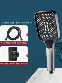 1 Piece Of Pressurized Showerhead With Square And Large Water Outlet Hole For Rain Shower. Home High Flow Single Hand Showerhead With Shower Bully, Showerhead, Showerhead, Water Pipe, And Multiple Sets Of Combinations - Silver - View 14