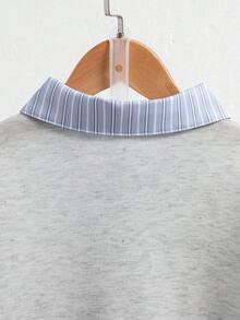 少女二合一长袖卫衣半裙套装 - 灰色 - 查看 4