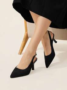 CUCCOO BASICS Women's Pointed Toe Buckle Design Fashionable High Heels, Versatile For Daily Wear - Black - View 5