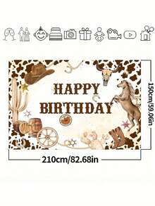 1pc, Western Cowboy Rectangle - Perfect For Birthday Party Photography, Americana Theme Decorations, Cake Table Banner, And Photo Studio Props Easy To Use, And Unique Animal Design, Christmas - Multicolor - View 13