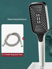 1 Piece Of Pressurized Showerhead With Square And Large Water Outlet Hole For Rain Shower. Home High Flow Single Hand Showerhead With Shower Bully, Showerhead, Showerhead, Water Pipe, And Multiple Sets Of Combinations - Silver - View 13