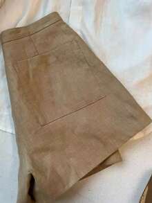 Airaco 女士骑士刺绣阔腿宽松休闲百搭短裤 - 卡其色 - 查看 2