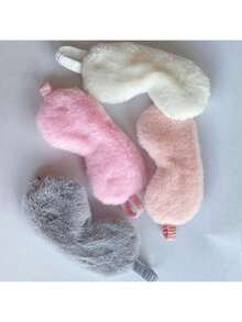 1Pc/2pcs/3pcs/5pcs Sleeping Mask Sleeping Blindfold Soft Plush Eye Masks Cute Love Cloud Eye Cover Plush Mask Eyepatch Nap Health Eye CoverFor Bedroom,Travel,Office,School, Back To School Supplies - Pink - View 10