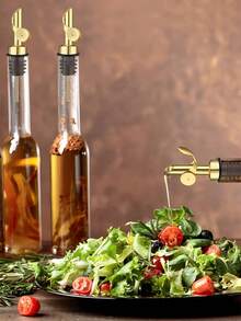 2/4/12pcs Golden Stainless Steel Wine Pourer, Self-Sealing Oxidation Resistant Bottle Dispenser, Olive Oil Sprayer Nozzle