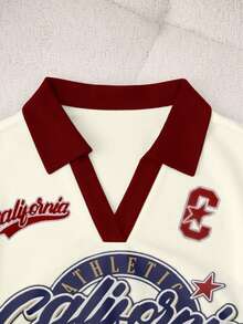 Rovax 女士休闲字母印花短袖上衣，夏季