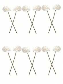 1/2/5/12/16 Quả bóng nhân tạo, Hoa cúc, Quả bóng thêu, Trang trí đám cưới, Bình hoa gia đình, Trang trí, Phòng ăn, Phòng khách, Phòng ngủ, Cắm hoa đầu giường, Hoa cô dâu cầm, Hoa đeo tay, Hoa cài áo, Vật liệu trang trí tiệc sinh nhật, Quà tặng ngày lễ tình nhân năm mới - trắng - Xem 14