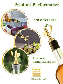 2/4/12pcs Golden Stainless Steel Wine Pourer, Self-Sealing Oxidation Resistant Bottle Dispenser, Olive Oil Sprayer Nozzle