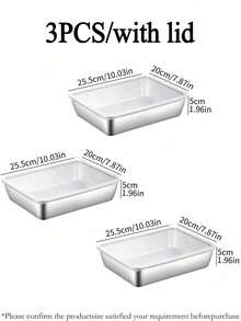 3件套不锈钢长方形食品储物盒带盖 - 可用于备餐、沙拉、甜点、腌制食品 - 多功能厨房收纳盒 - 彩色 - 查看 15