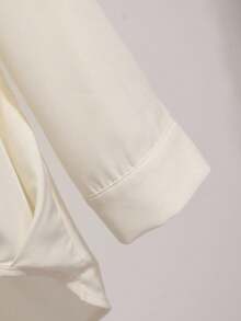 Franclia Women's Elegant Casual 3/4 Sleeve Pleated Hem Blouse Cream Blouse Elegant Blouse - Apricot - View 3