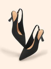 CUCCOO BASICS Women's Pointed Toe Buckle Design Fashionable High Heels, Versatile For Daily Wear - Black - View 6