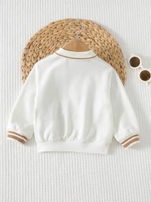 Cozy Pixies 男婴卡通熊图案翻领半拉链套头卫衣