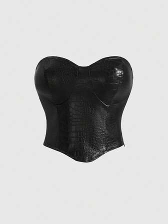 ROMWE Avant Top corto retrò da motociclista per donna