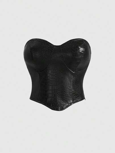 ROMWE Avant Top corto retrò da motociclista per donna