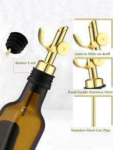 2/4/12pcs Golden Stainless Steel Wine Pourer, Self-Sealing Oxidation Resistant Bottle Dispenser, Olive Oil Sprayer Nozzle