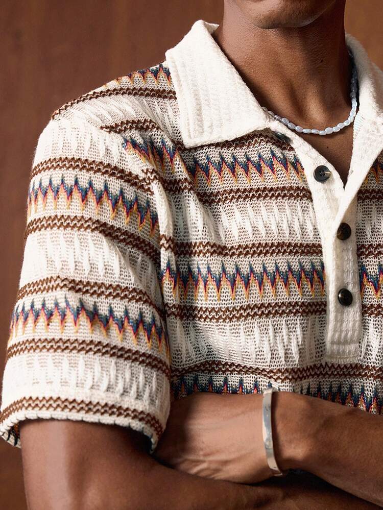 AKNOTIC X Nawaf Alabid Men's Fashionable Casual Slim Fit Short Sleeve Polo Shirt, Suitable For Summer, Vacation, Daily Wear, Party, Couple, Men's Gift