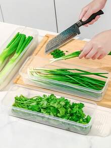 1/2 hộp đựng thực phẩm bằng nhựa dài - Hộp sắp xếp tủ lạnh cho rau mùi, hành lá, bạc hà, v.v. - Hộp đựng nhà bếp bền, chống rò rỉ, không cần pin. - Nhiều màu - Xem 6