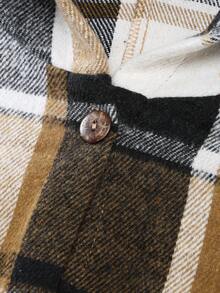 Linhara 大码格子休闲长袖中长款外套 - 彩色 - 查看 4
