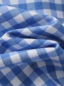 Cozy Pixies 2 pièces Ensemble cardigan à col châle et short à taille élastique avec motif ours de bébé garçon, tenue à carreaux - Bleu et Blanc - Voir 9