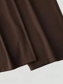 Franclia Women's Fashionable Versatile Solid Color Wide Leg Pants - Brown - View 6