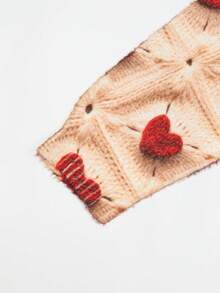 EMERY ROSE Sudadera con gráfico de corazón rojo para el Día de San Valentín en tallas grandes - Beis - Ver 7