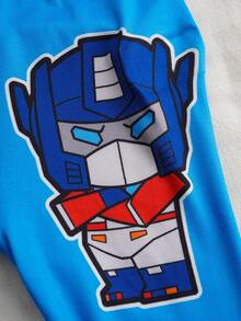 Transformers X SHEIN Bộ đồ ngủ liền thân co giãn in hình robot hoạt hình cho bé trai 2 bộ - Nhiều màu - Xem 3
