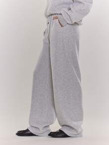 MUSERA 阔腿印花慢跑裤运动套装休闲裤舒适日常秋冬圣诞 - 淺灰色 - 查看 3