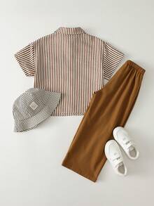 THE HAPPY LOOK Bộ 2 áo cardigan tay dài cổ màu tương phản cho bé trai và quần cạp chun - Nhiều màu - Xem 3