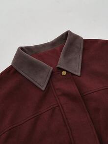 SHEIN LUNE Damen Lässig Minimalist Elastischer Bund A-Linie Taschen Langarm Regular Jacke, Herbst/Winter - Verschiedenfarbig - Übersicht 13