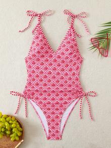 Swim Mod 1pc Women's Tropical Print Colorful One-Piece Swimsuit - Multicolor - View 3