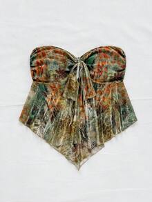 Soleia 女士波西米亚印花针织吊带背心，适合秋冬度假 - 彩色 - 查看 4