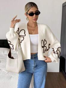 Siren Gaze 女士休闲落肩长袖短款开衫 - 彩色 - 查看 3