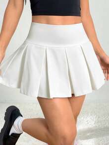 Coolane Kids 适合青少年女孩的可爱针织百褶超短迷你裙 - 白色 - 查看 3