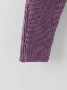 GlowEve Women's Solid Color Minimalist Long Sleeve Top And Pants Knit Two Pieces Set, Casual Everyday Wear - Violet Purple - View 5
