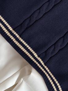 PrepCrw 男童学院风扭花V领针织背心