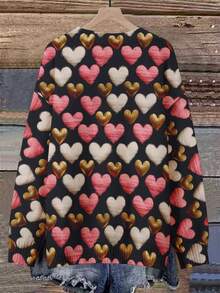 EMERY ROSE Blusa de talla grande con estampado de corazones de colores - Multicolor - Ver 2