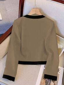 SHEIN Franclia 女士撞色长袖金属单排扣优雅时尚夹克 - 彩色 - 查看 2