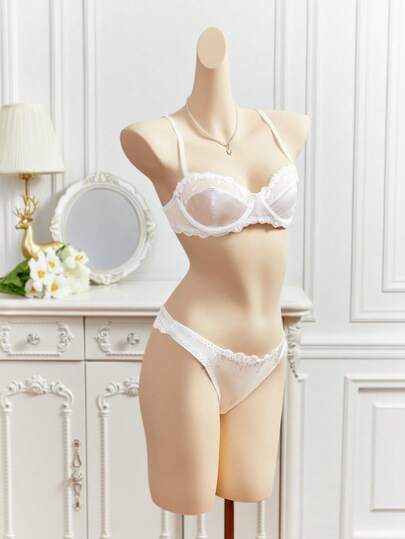 Crystal Vow Wit Kanten Patchwork Verleidelijke Lingerie Set view 5