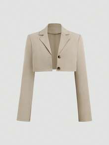 Sweetra Vintage British Style Sleeveless Pleated Dress & Casual Blazer Suit, Slimming Look - Apricot - View 6