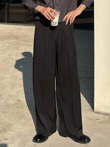 DAZY Men's Solid Color Black Suit Pants, All Season - Black - View 6