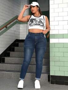 SHEIN CURVE+ Plus Size Stretchy Skinny Jeans