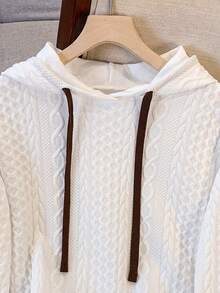 GlowEve Women's Autumn Long Sleeve Drawstring Hooded Casual Sweatshirt Dress - White - View 4