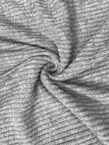 SHEIN Elenzya 女士秋冬拼接撞色纽扣装饰蝴蝶结圆领长袖连衣裙 - 灰色 - 查看 4