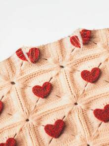 EMERY ROSE Sudadera con gráfico de corazón rojo para el Día de San Valentín en tallas grandes - Beis - Ver 8