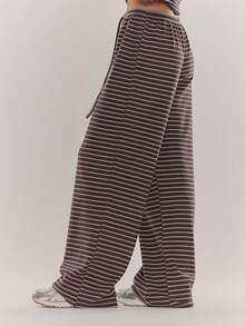 MUSERA Bộ đồ hai mảnh gồm quần ống rộng, cạp cao, dây rút, kẻ sọc, thoải mái, dễ thương, giản dị, thích hợp mặc ở nhà, đi quán cà phê hoặc câu lạc bộ vào mùa hè. - Nhiều màu - Xem 3