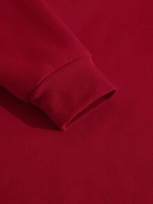 Manfinity Homme Burgundy Oversized Loose Fit Thick Pullover Sweatshirt For Men, Long Sleeve Top - Burgundy - View 5